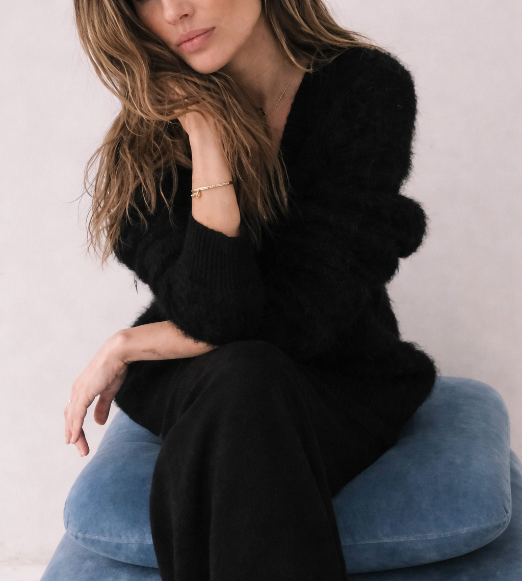 Soft V-Neck Button Knit Cardigan